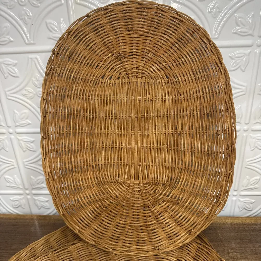 Wicker Rattan Natural Woven Boho Placemats Oval 16”Set of 6 Vintage